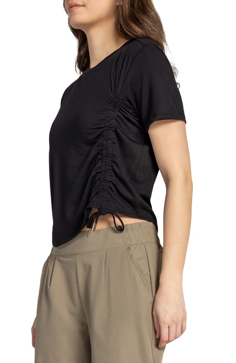 KYODAN Short Sleeved Ruched Top, Alternate, color, Black