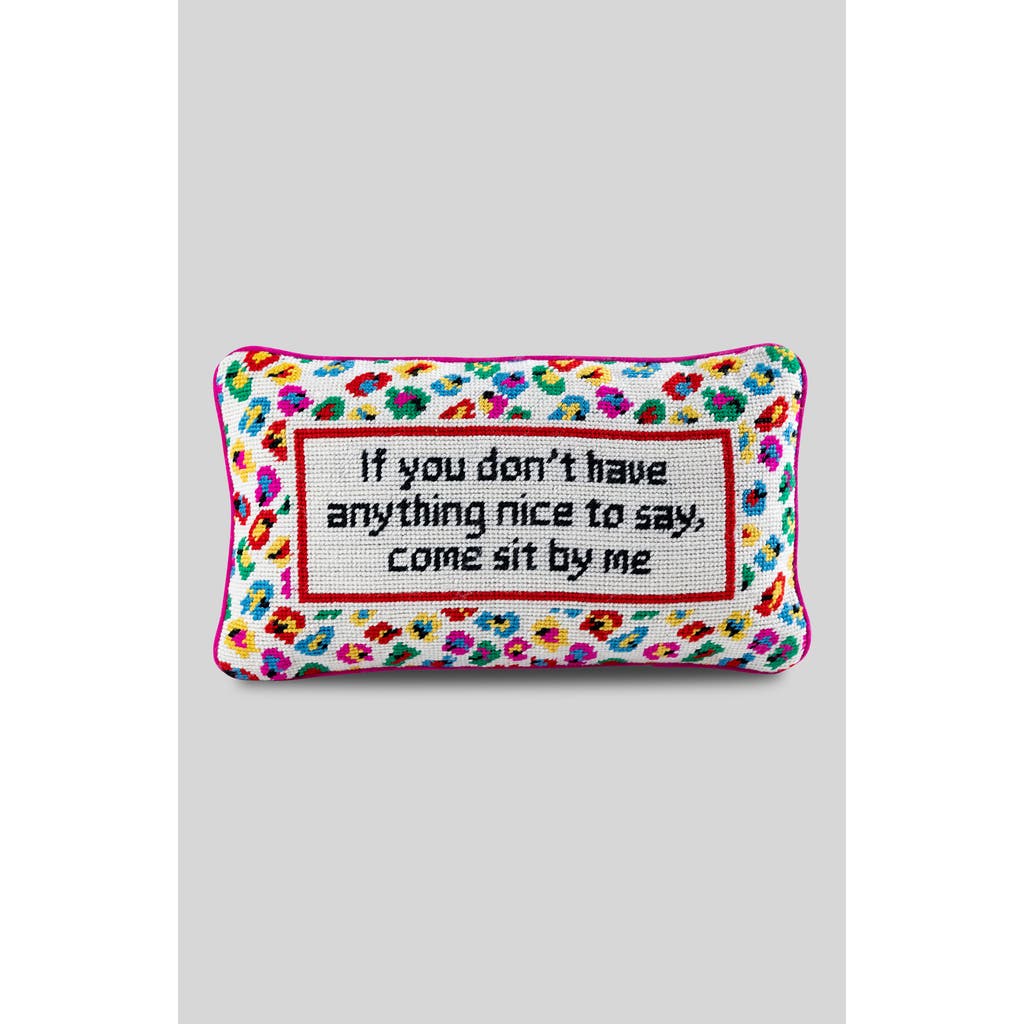 Furbish Come Sit By Me Needlepoint Pillow In Multi