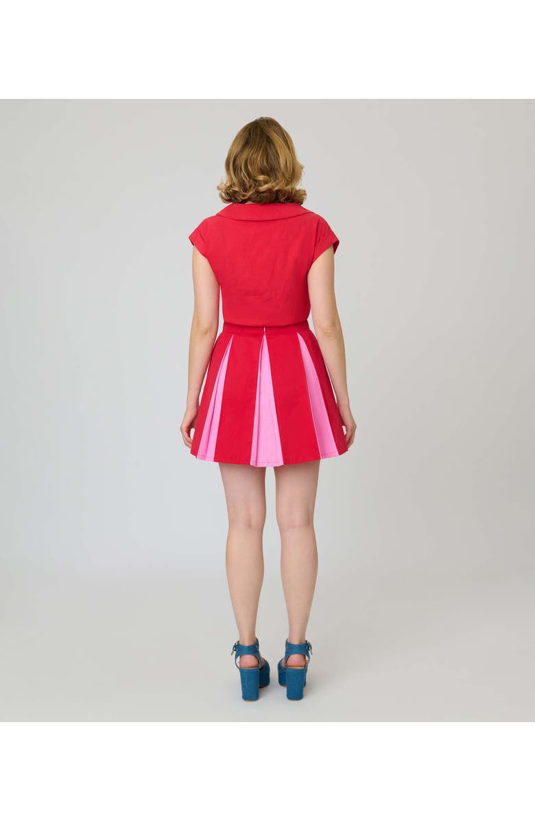 Smak Parlour 1960s Pleated Mini Skirt, Alternate, color, Red & Pink Heart Print