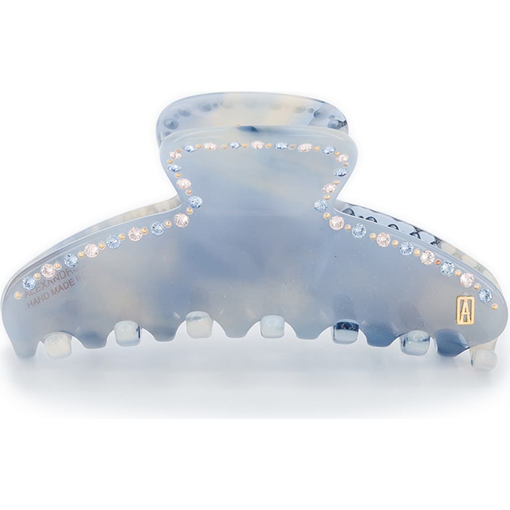 Alexandre De Paris Crystal Trim Hair Clip In Blue