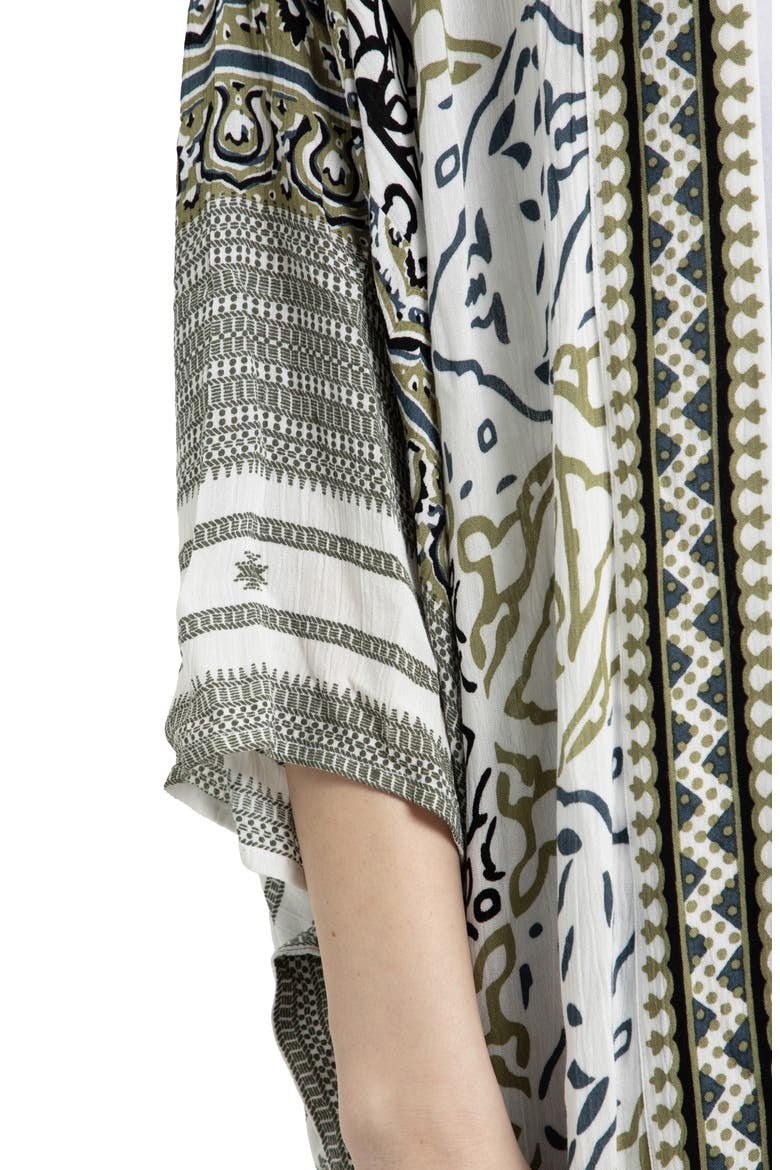 Mosaic Tile Print Cover-Up Kaftan, Alternate, color, WHITE