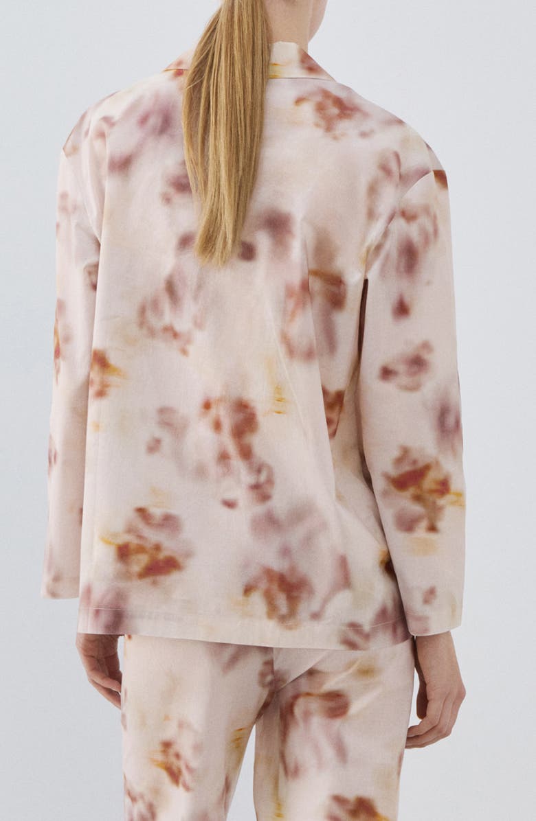 MANGO Floral Print Cotton Pajama Top, Alternate, color, Brown