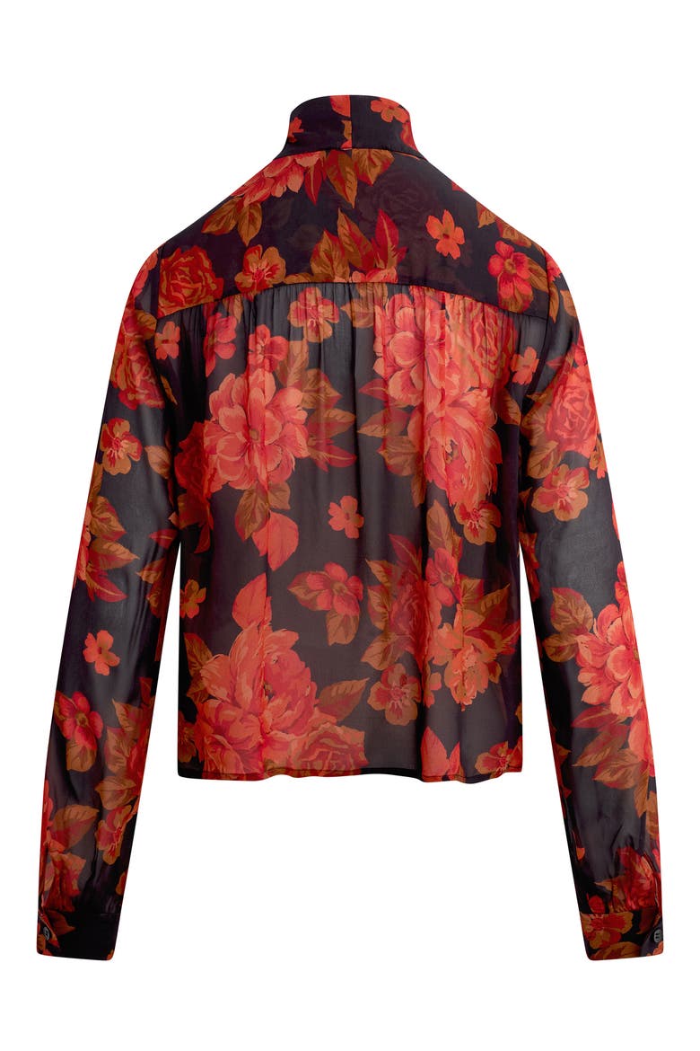 The Simone Floral Tie Neck Top, Alternate, color, WINE FLORAL