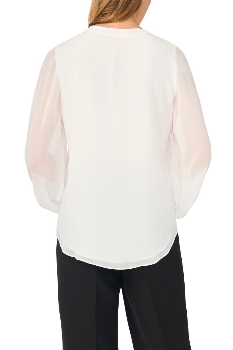 Ruffle Cuff Split Neck Top, Alternate, color, NEW IVORY