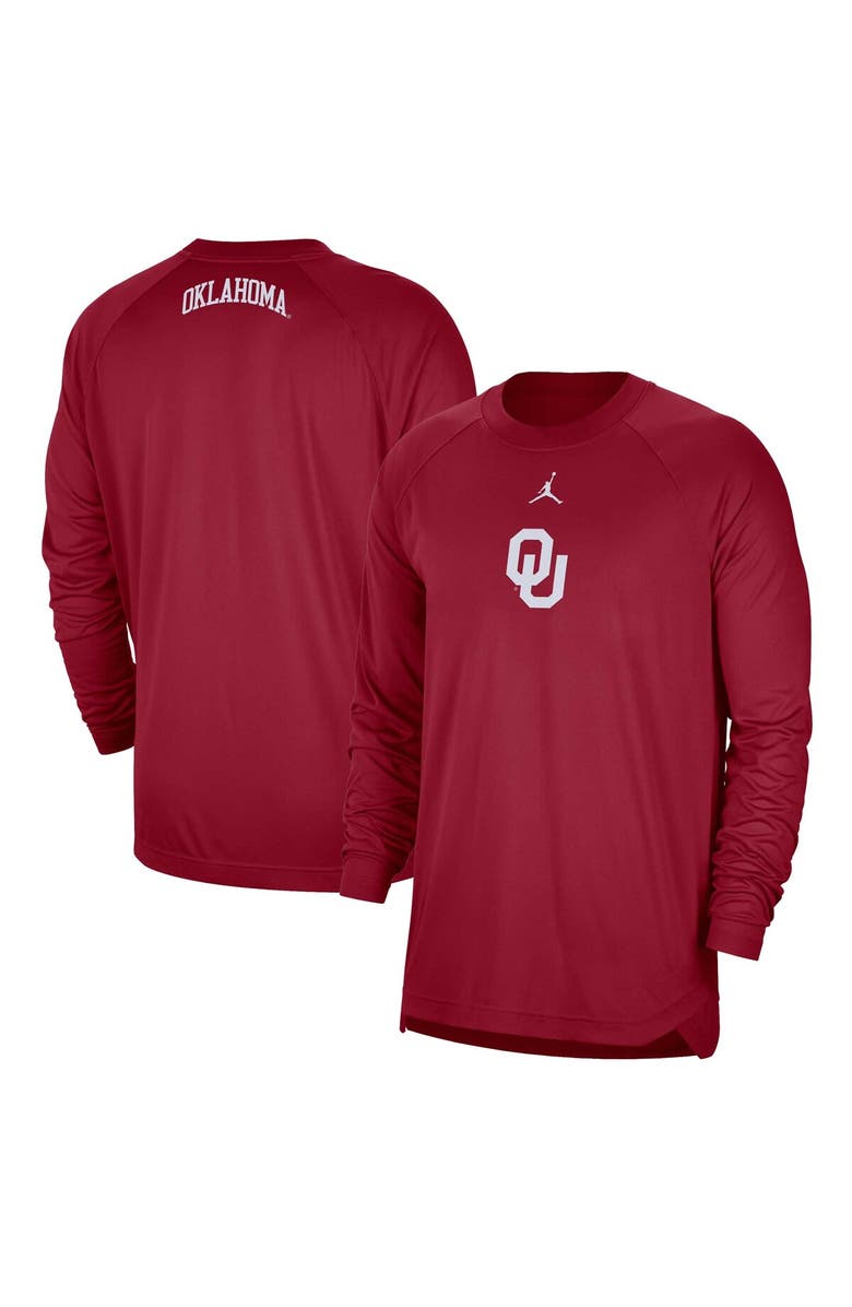 Jordan Brand Men's Jordan Brand Crimson Oklahoma Sooners Basketball Spotlight Performance Raglan T-Shirt, Main, color, 