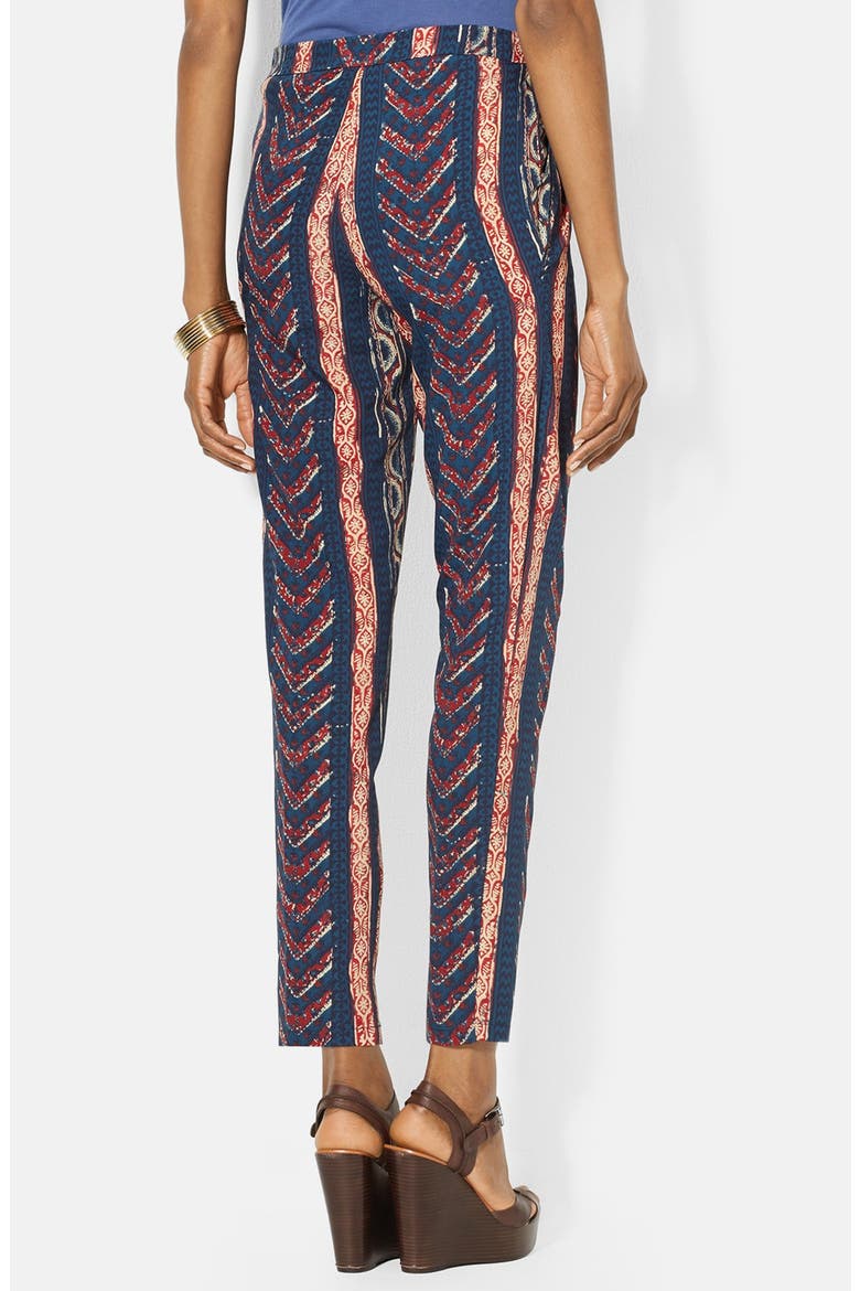 Print Slim Straight Leg Pants, Alternate, color, INDIGO MULTI