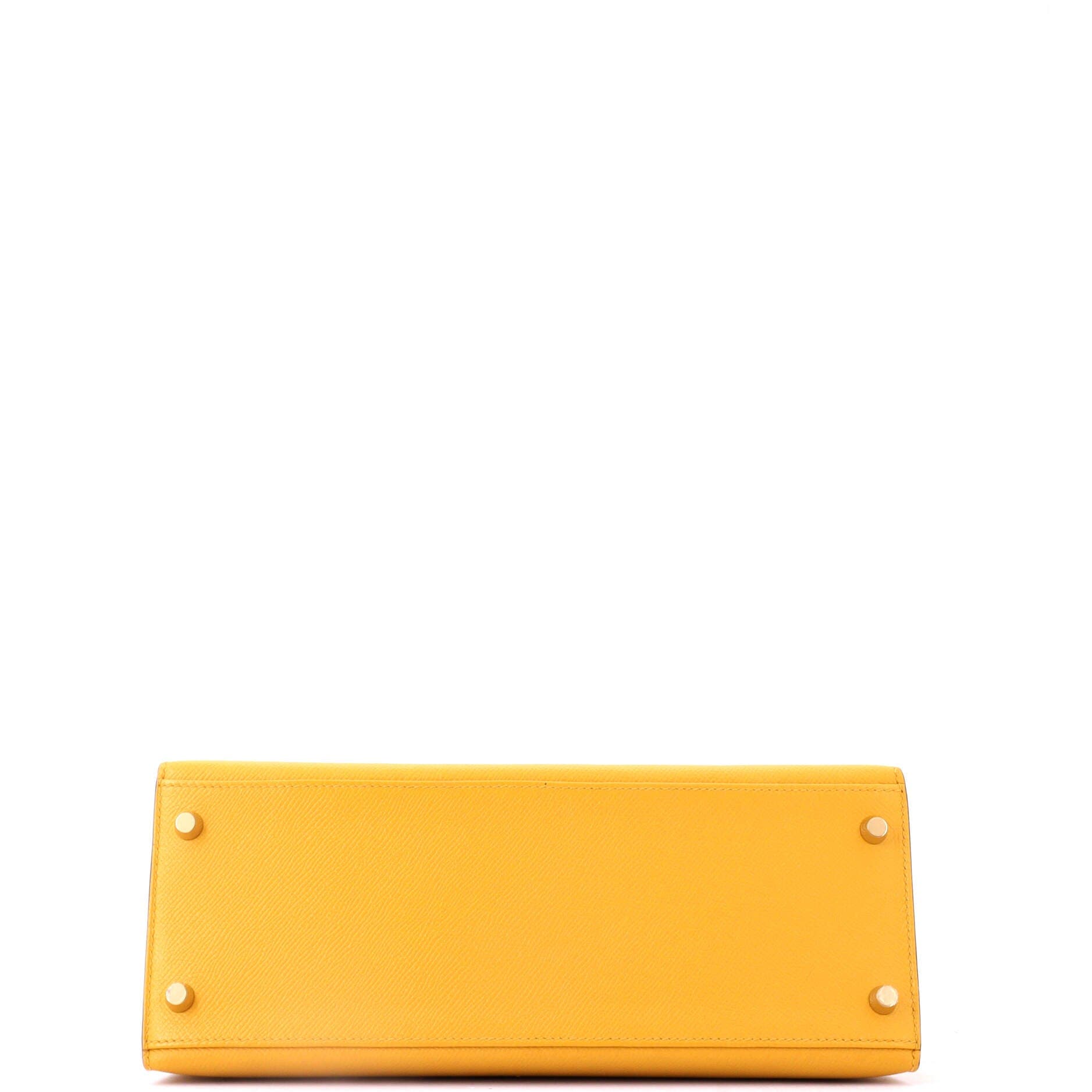 Pre-Owned Hermes Kelly Handbag Yellow Epsom with Gold Hardware 28, Alternate, color, Jaune Ambre