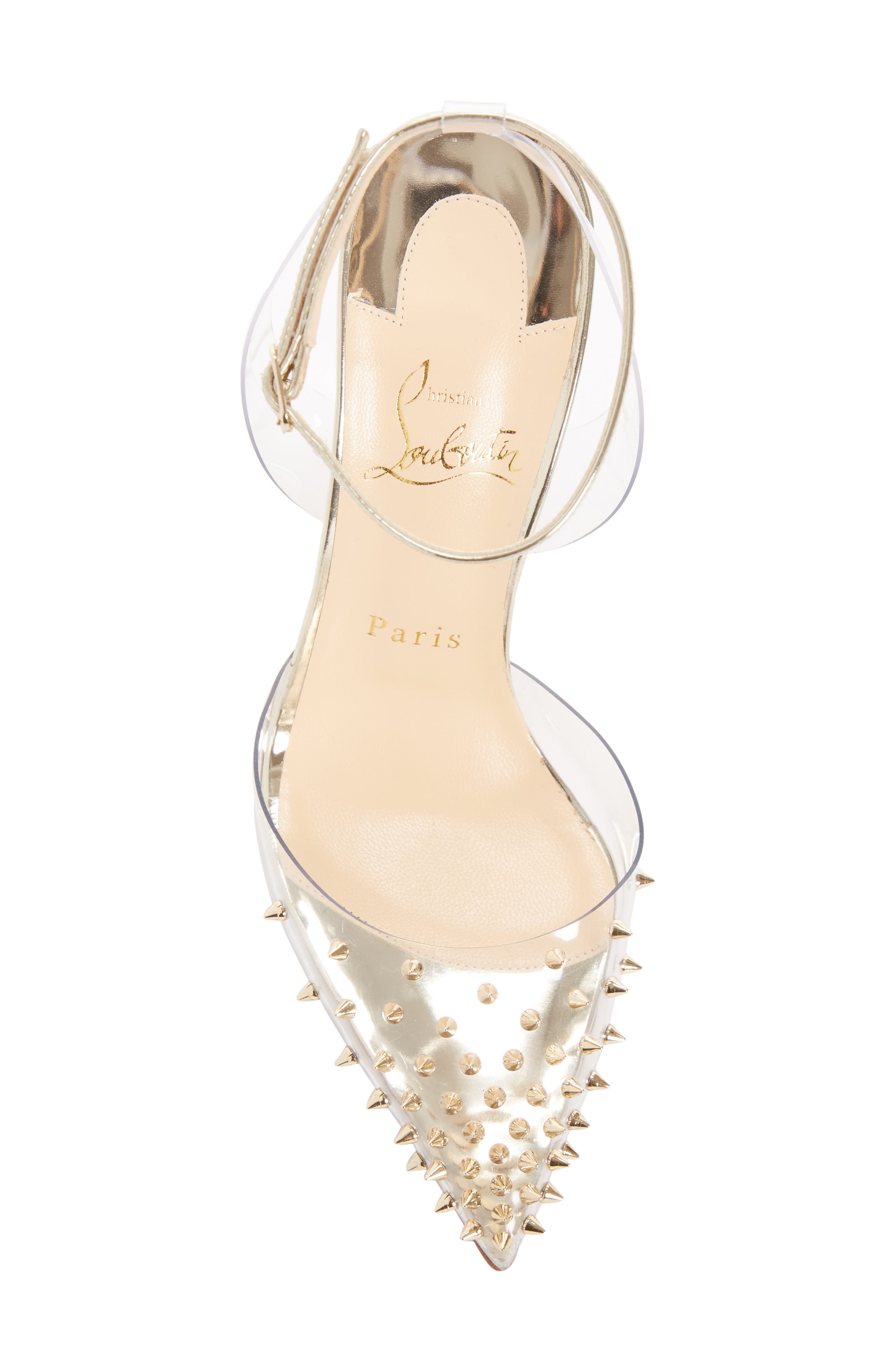 Christian Louboutin Spikoo Clear Ankle Strap Pump, Alternate, color, 