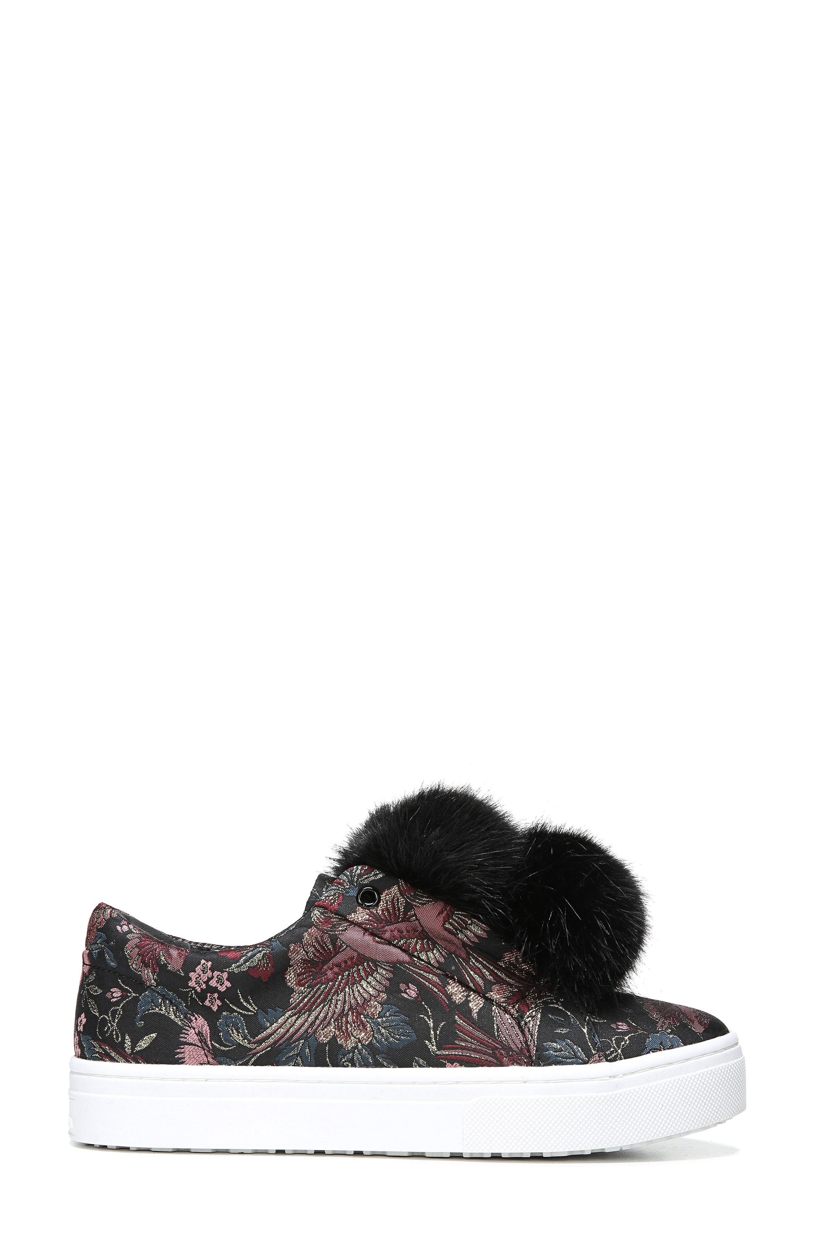 'Leya' Faux Fur Laceless Sneaker, Alternate, color, BLACK MULTI FABRIC