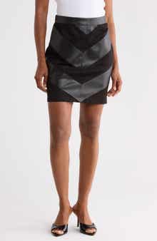 Two-Tone Faux Leather Skirt