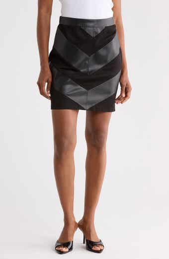 Two-Tone Faux Leather Skirt