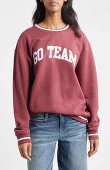 GOLDEN HOUR Go Team Embroidered Relaxed Fit Cotton Blend Sweatshirt