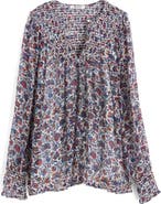 Madewell Smocked Split Crewneck Top