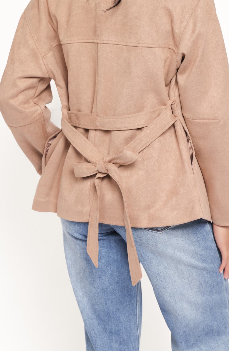 Petal & Pup Nelly Crop Faux Suede Trench Coat, Alternate, color, Mushroom