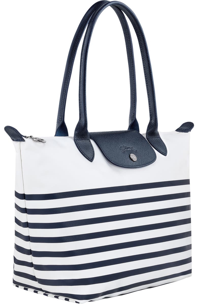 Longchamp Small Le Pliage Marinière Recycled Nylon Canvas Shoulder Tote, Alternate, color,