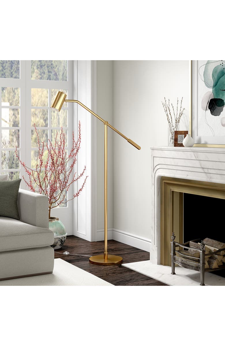 HUDSON AND CANAL Willis Brass Pharmacy Floor Lamp with Boom Arm, Alternate, color, 