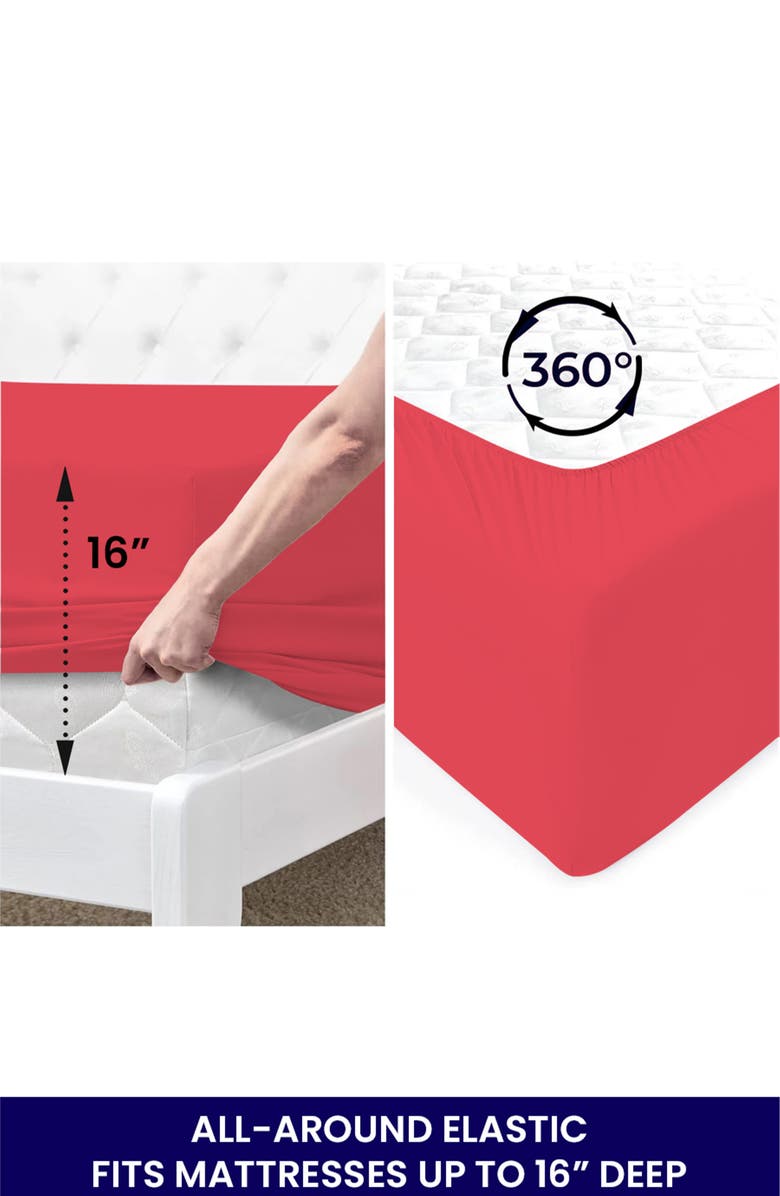 Luxury Home Bright Deep Pocket Microfiber Sheet Set, Alternate, color, Hot Pink