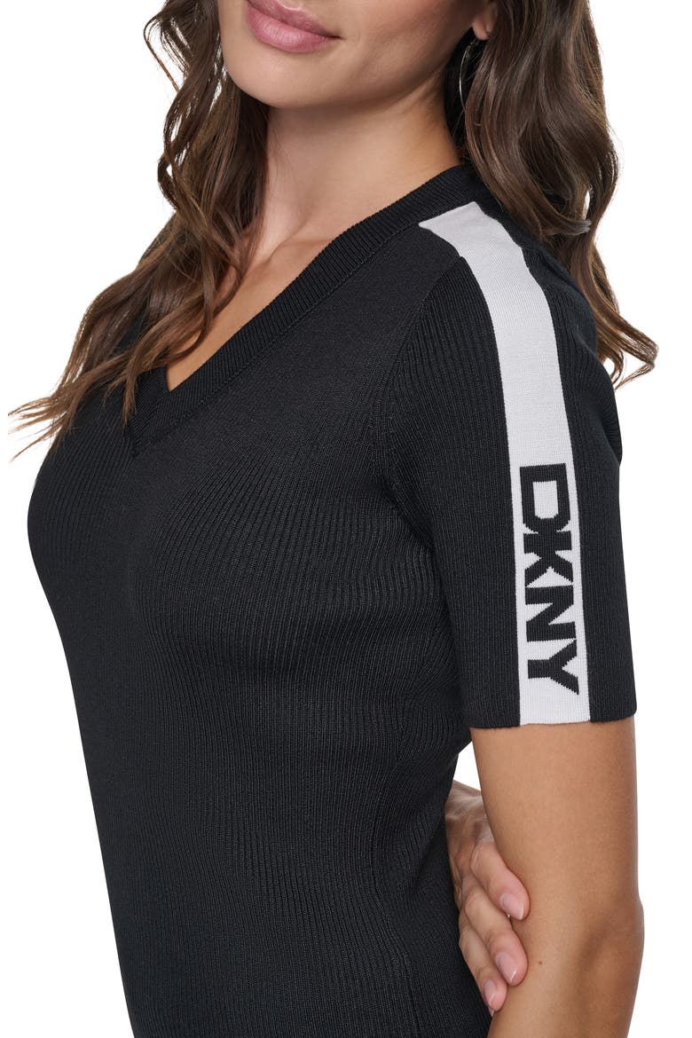 Logo Stripe Rib Sweater, Alternate, color, BLK/ IVY