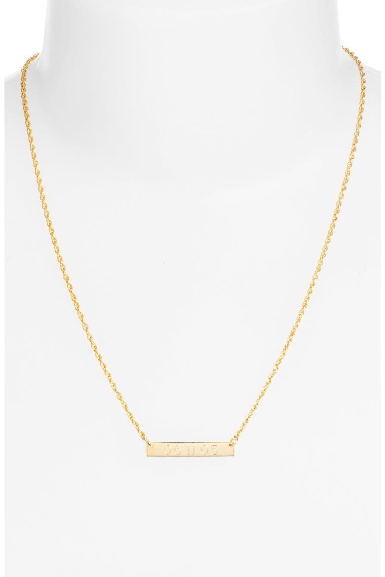 'Block Font' Personalized Bar Pendant Necklace, Alternate, color, GOLD