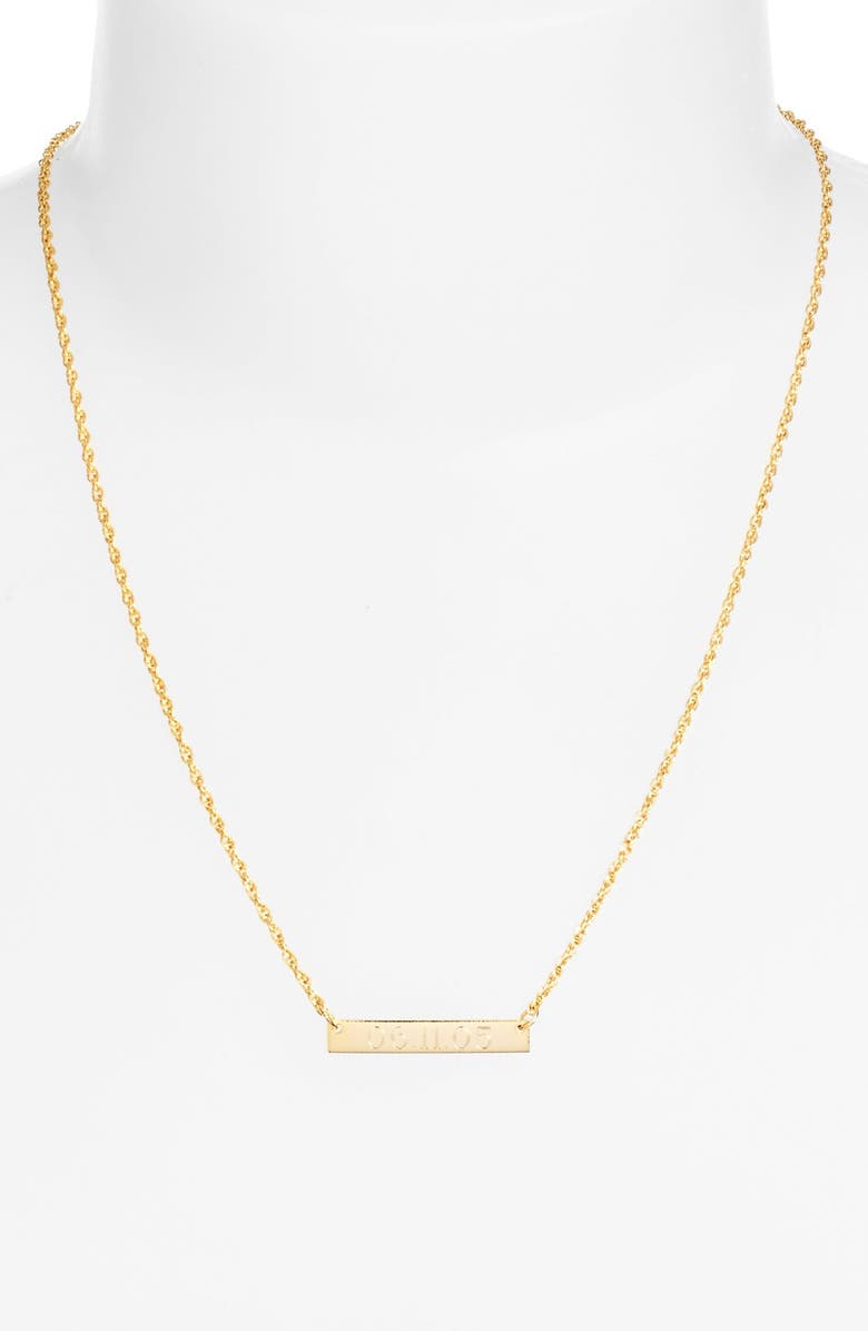 Moon and Lola 'Block Font' Personalized Bar Pendant Necklace, Alternate, color,