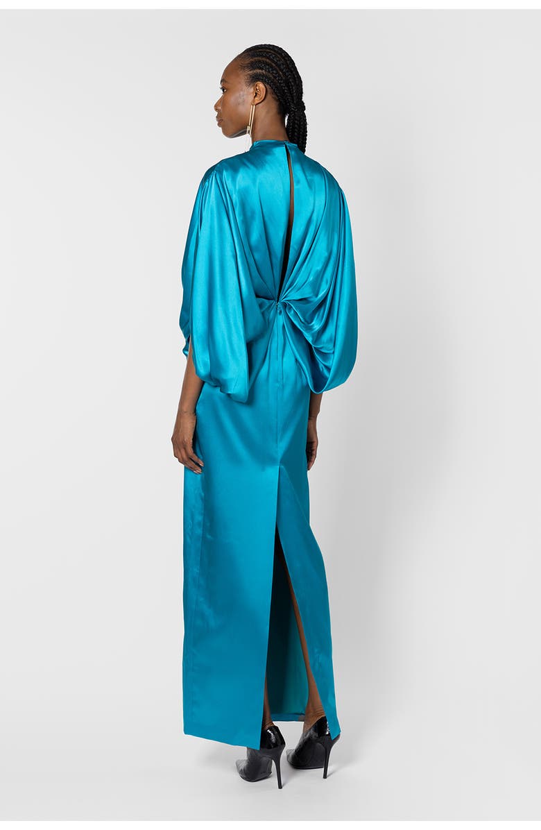 Roksanda Rani Knot-Front Draped Maxi Dress, Alternate, color, Azure