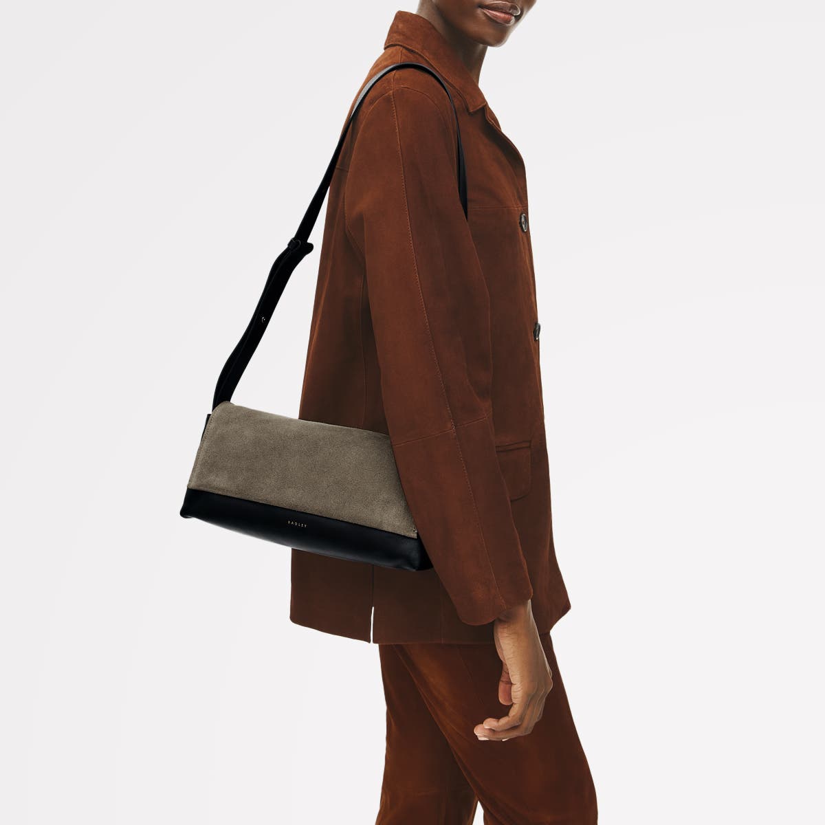 Radley The Annabel - Suede Medium Flapover Shoulder Bag, Alternate, color, Coffee