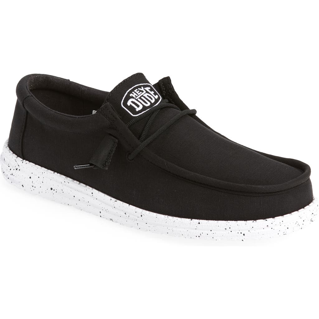 Hey Dude Wally Slub Canvas Slip-on Shoe In Black