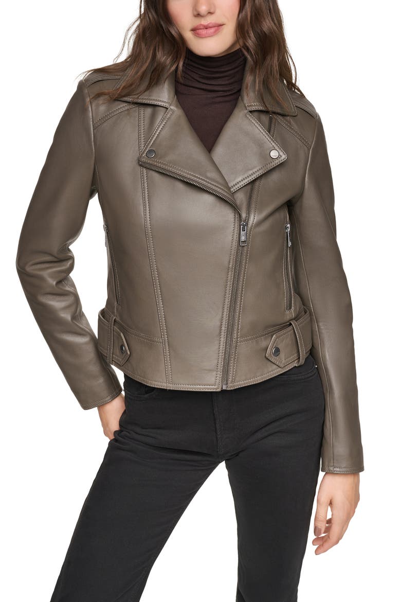 LeCroy Leather Moto Jacket, Main, color, TRUFFLE