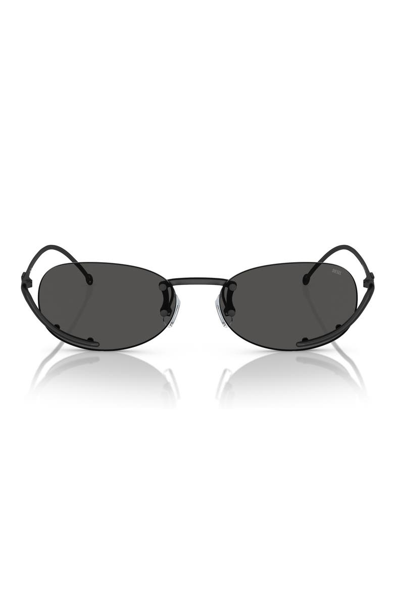 53mm Oval Sunglasses, Main, color, MATTE BLACK / DARK GREY