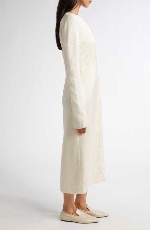 Totême Toteme Lean Long Sleeve Satin Midi Dress In Ecru