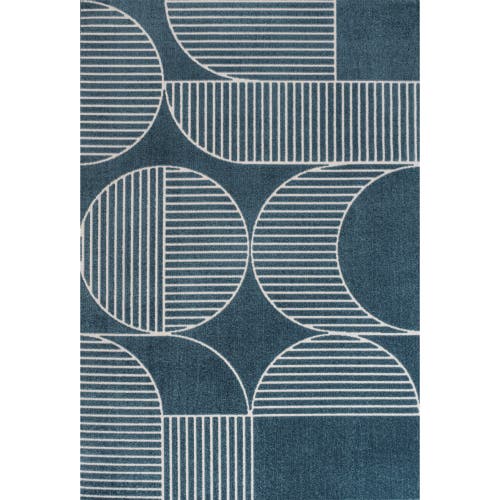 Jonathan Y Nordby High-low Geometric Arch Scandi Striped Indoor/outdoor Area Rug In Navy/cream