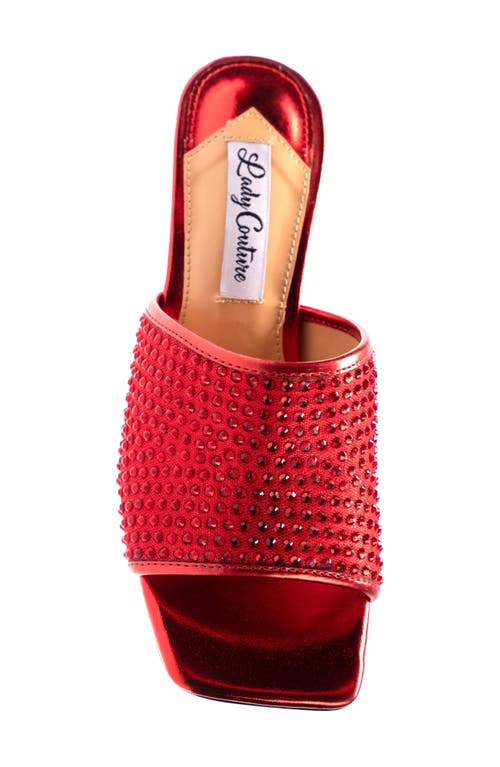 Lady Couture Women's Fireball Rhinestone Spool Heel Mules In Red