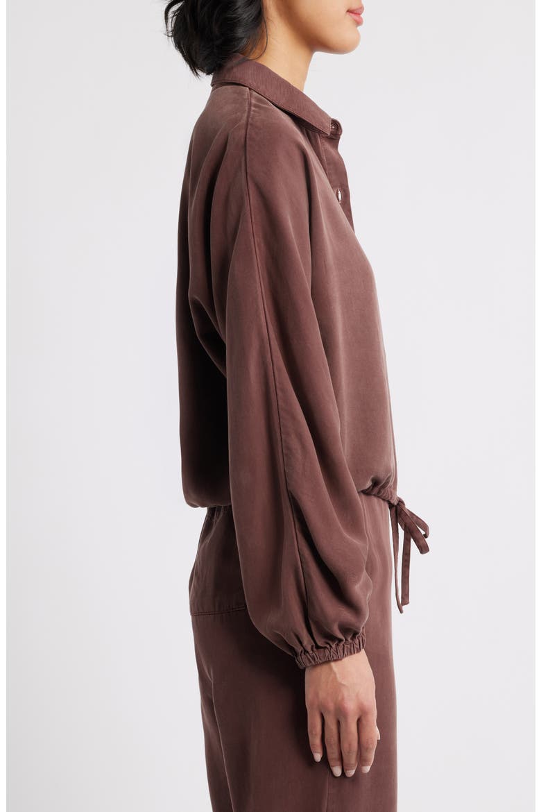 Tie Hem Twill Button-Up Shirt, Alternate, color, CHOCOLATE TRUFFLE