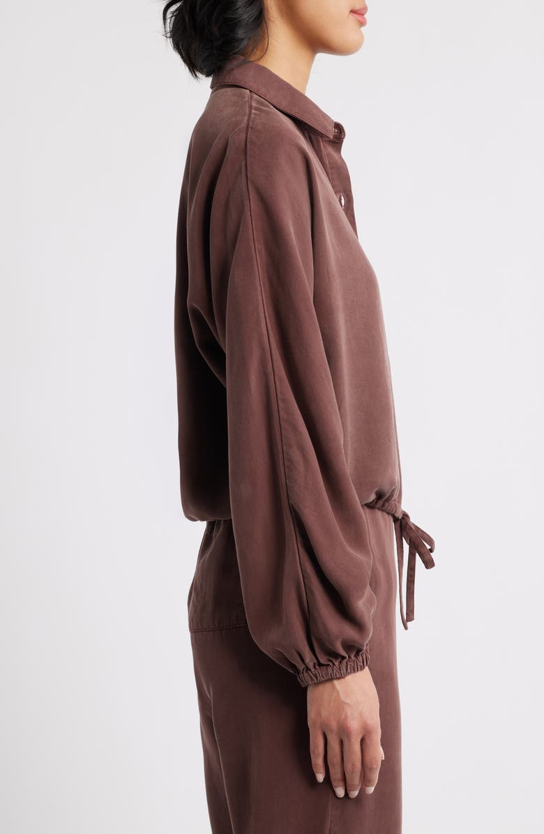 Cloth
Stone Tie Hem Twill Button-Up Shirt, Alternate, color, Chocolate Truffle