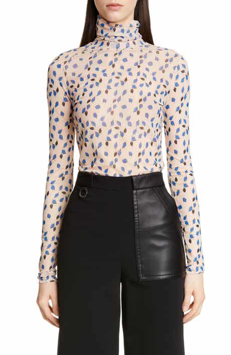 Yigal Azrouël Falling Leaf Print Mesh Top