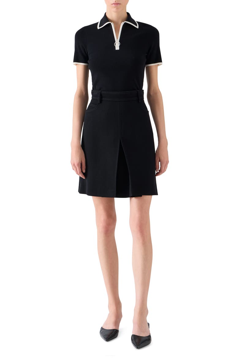 Zip Polo, Alternate, color, BLACK-CREAM
