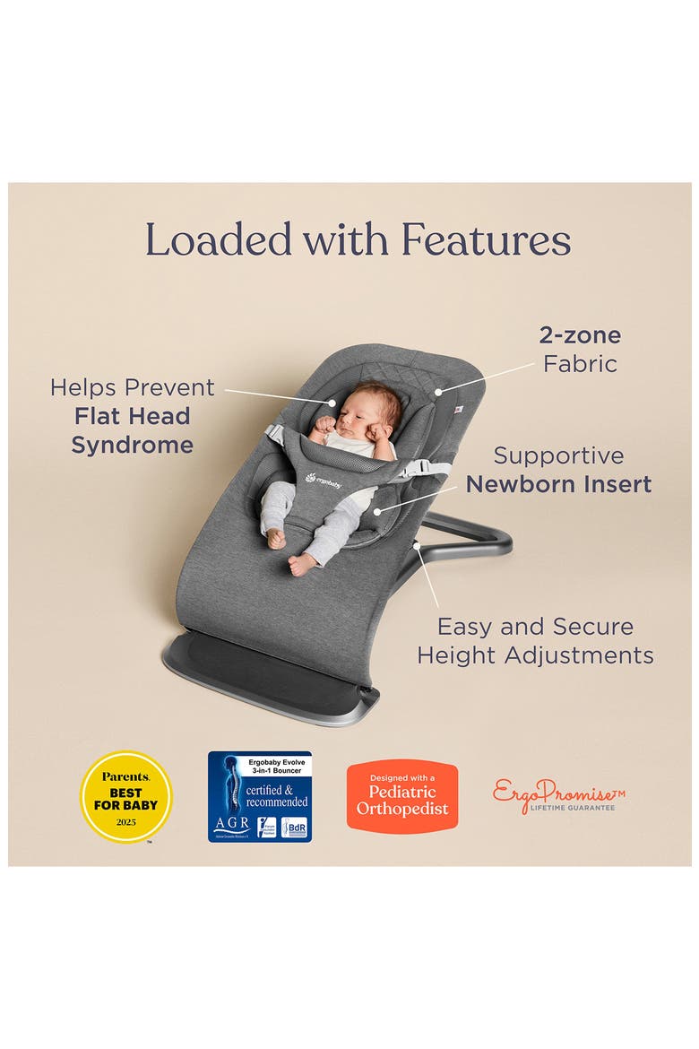 Evolve 3-in-1 Bouncer, Alternate, color, CHARCOAL GREY