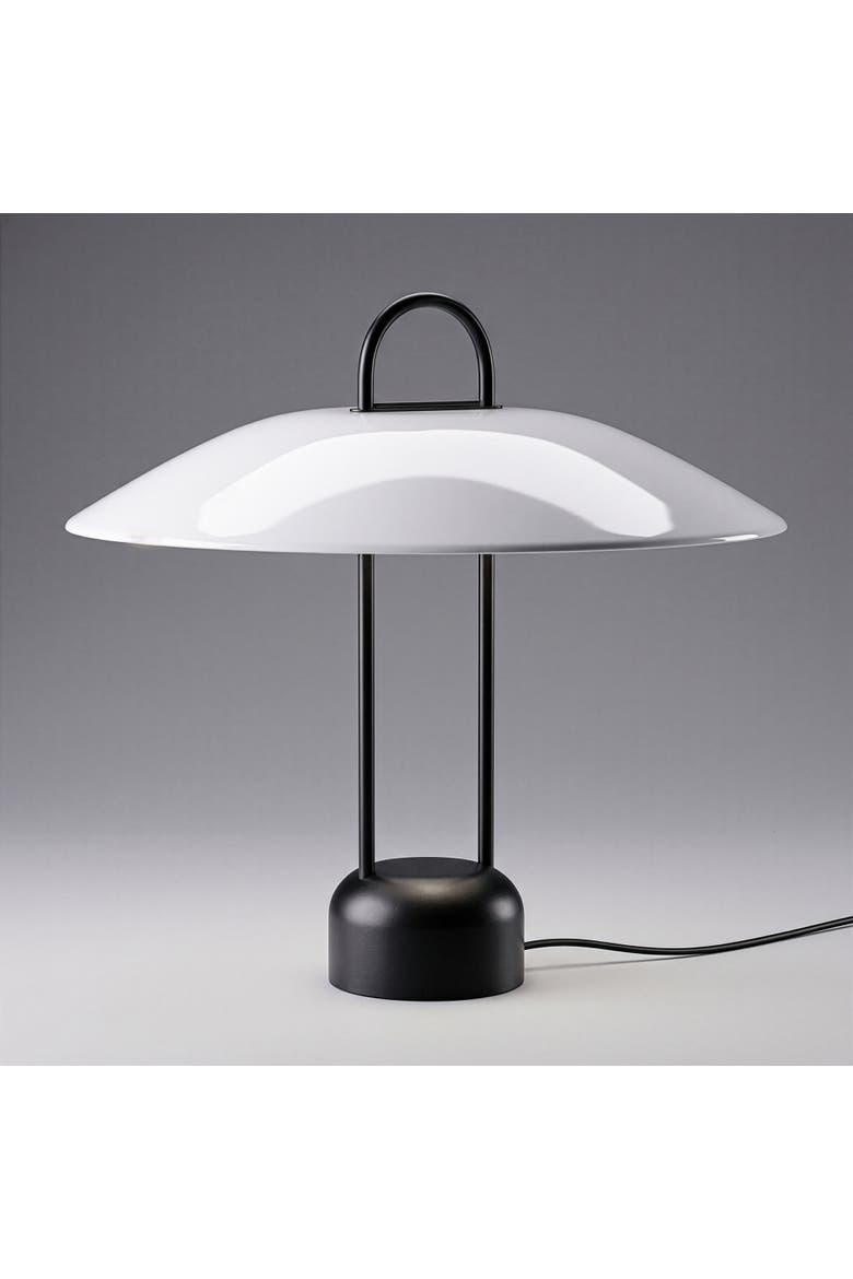Rumi 12" LED Table Lamp with Frosted Glass Shade, In-Line Dimmer and Weighted Base, Alternate, color, Black and White
