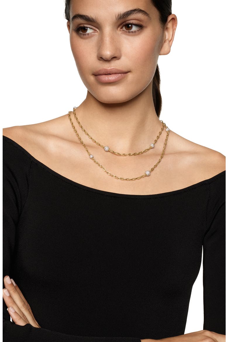 DY Madison® Pavé© Bead Station Necklace in 18K Yellow Gold with Diamonds, 3mm, Alternate, color, DIAMOND