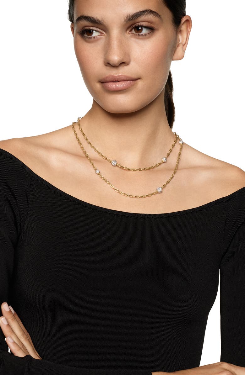 David Yurman DY Madison<sup>®</sup> Pavé<sup>©</sup> Bead Station Necklace in 18K Yellow Gold with Diamonds, 3mm, Alternate, color, Diamond
