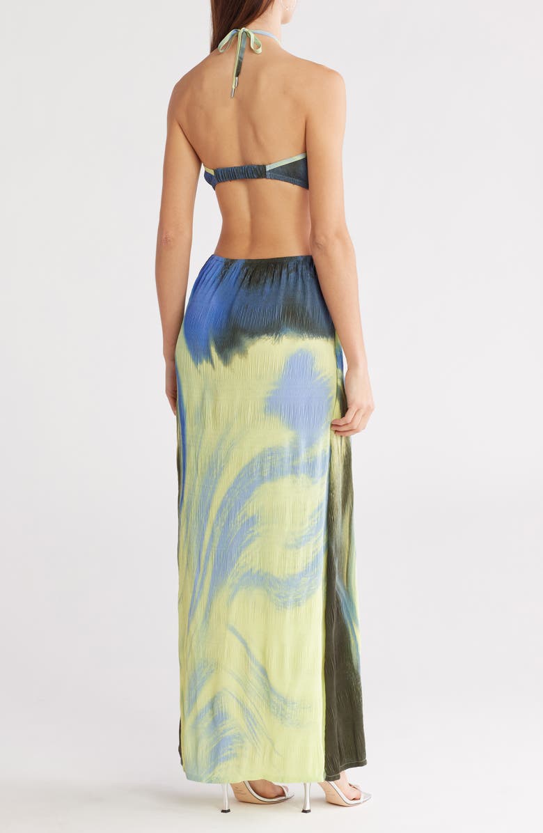 Simkhai Julius Halter Neck Cutout Maxi Dress, Alternate, color, Marina Blue Print