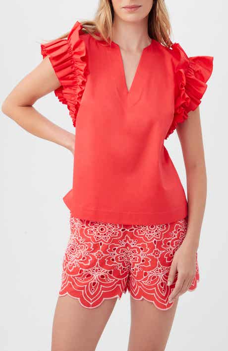 Trina Turk Augusto Ruffle Sleeve Organic Cotton Top
