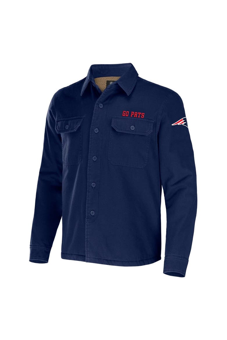 Men's NFL x Darius Rucker Collection by Fanatics Navy New England Patriots Canvas Button-Up Shirt Jacket, Alternate, color, Navy