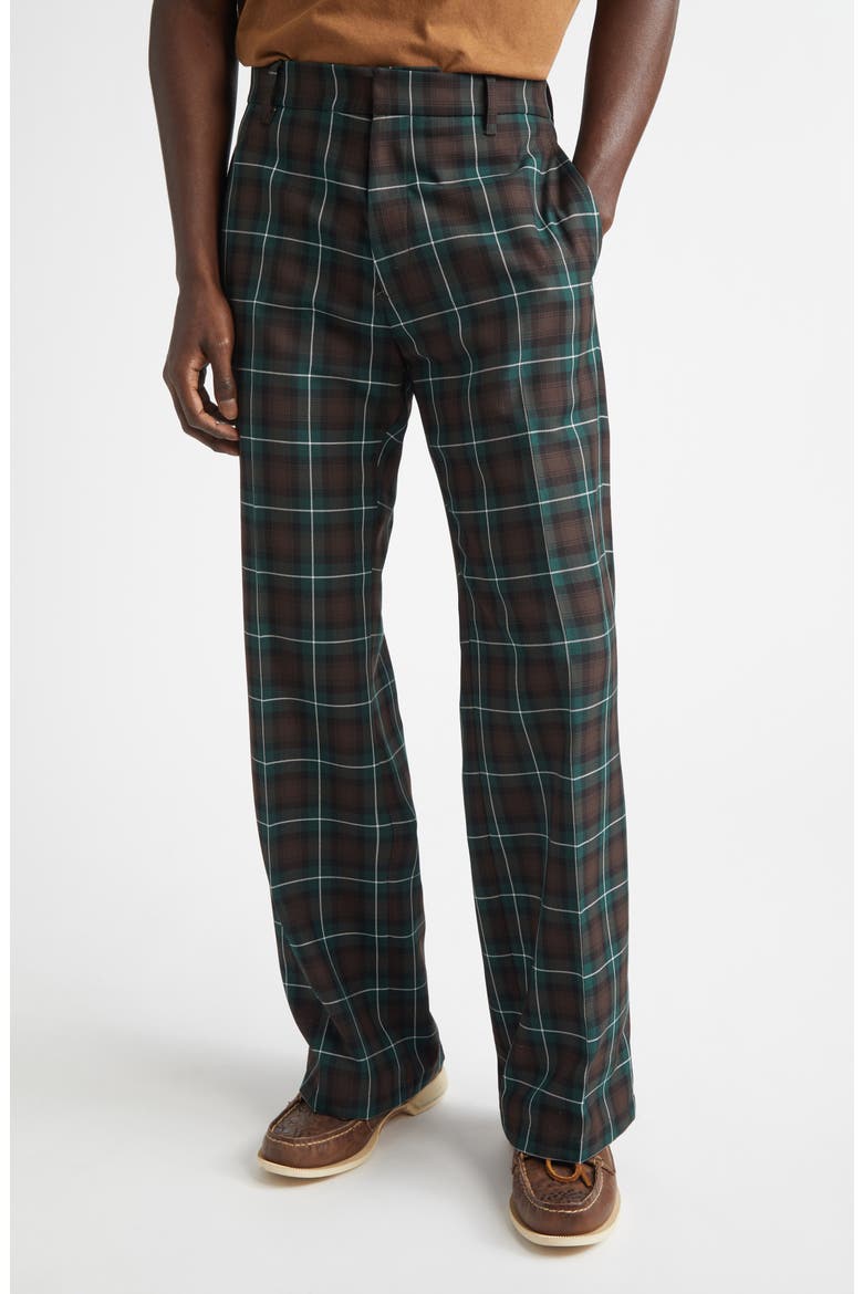 Sune Plaid Bootcut Pants, Main, color, GREEN CHECK