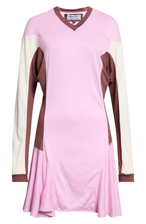 Sport Colorblock Long Sleeve Wool Minidress