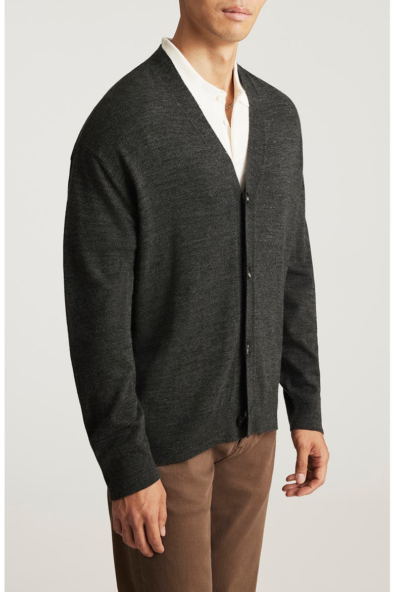 Relaxed V-Neck Cardigan, Alternate, color, ANTHRACITE MELANGE