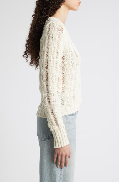 MANGO MANGO NAVAL OPENWORK CABLE KNIT SWEATER 