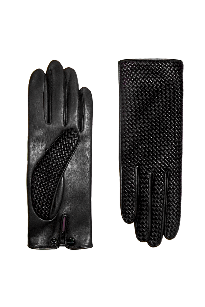 Chloe Woven Lambskin Glove Lined in Alpaca, Main, color, Noir