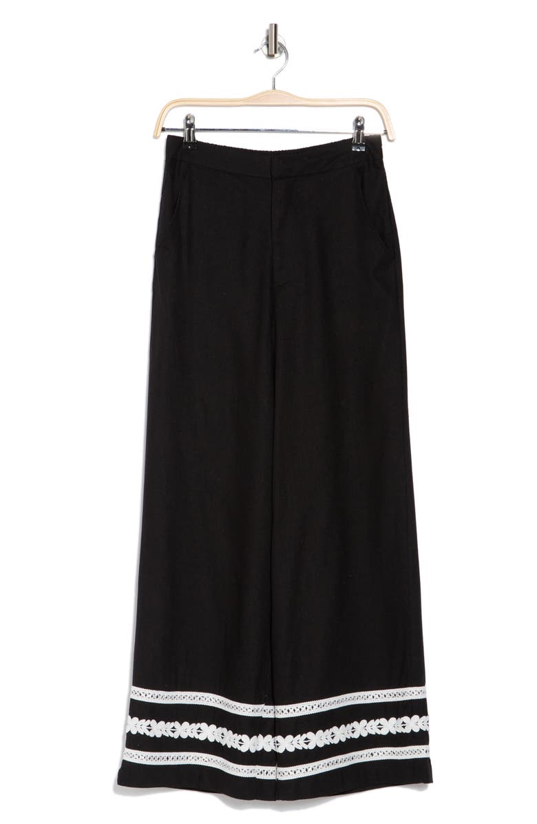 Embroidered Wide Leg Pants