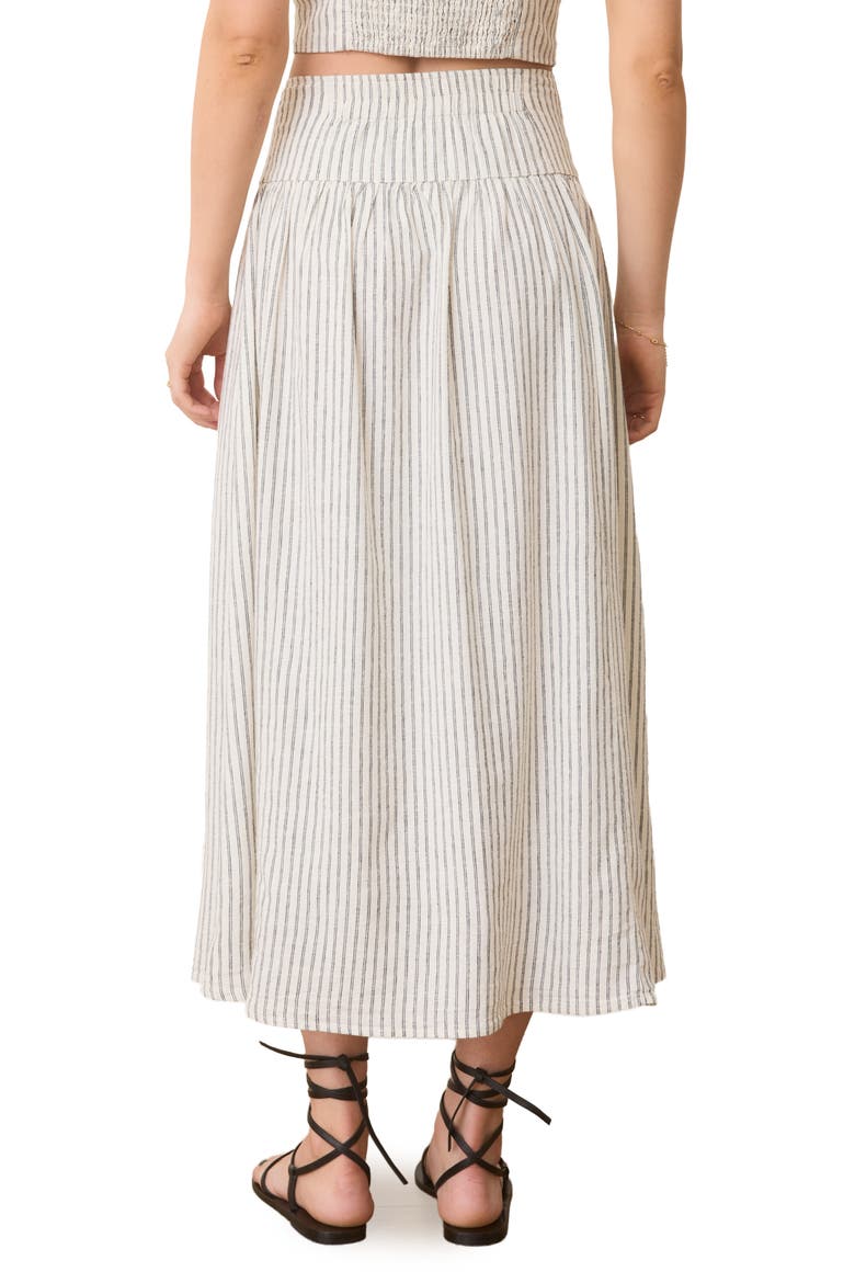Jade Stripe Button Front Hemp Blend Midi Skirt, Alternate, color, CREAM/ NAVY STRIPE